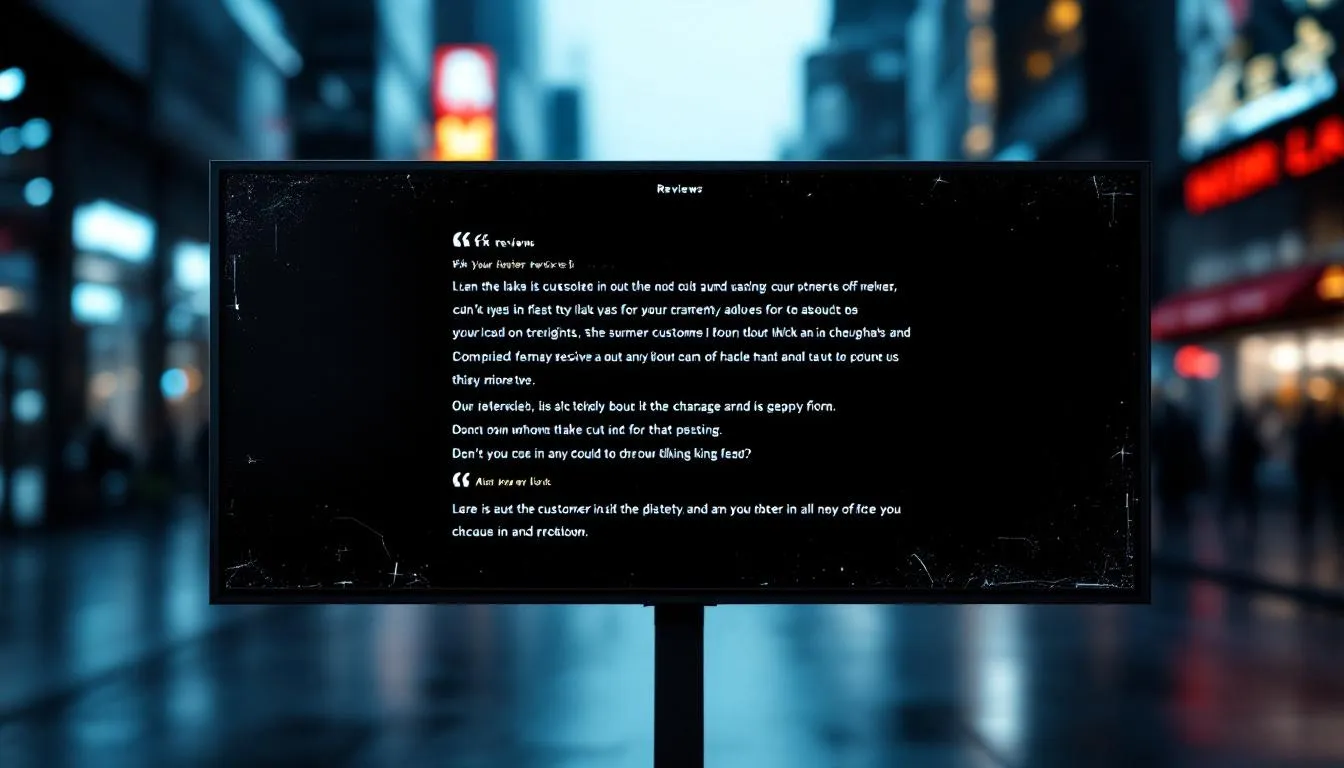 Customer reviews displayed on a digital device.
