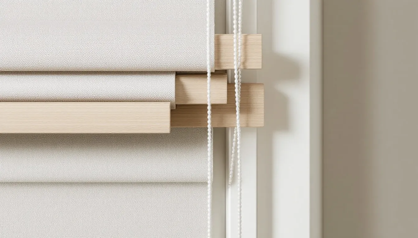 Close-up of high-quality materials used in window blinds.