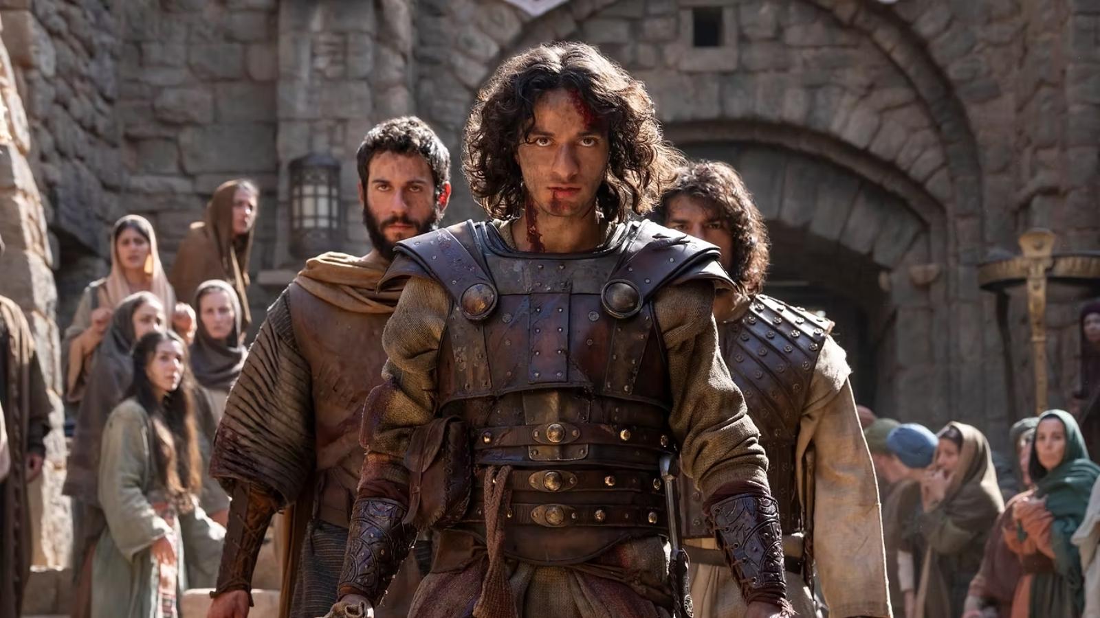 Aury Alby as Joab, Michael Iskander as David, and Ethan Kai as Jonathan in House of David Season 2