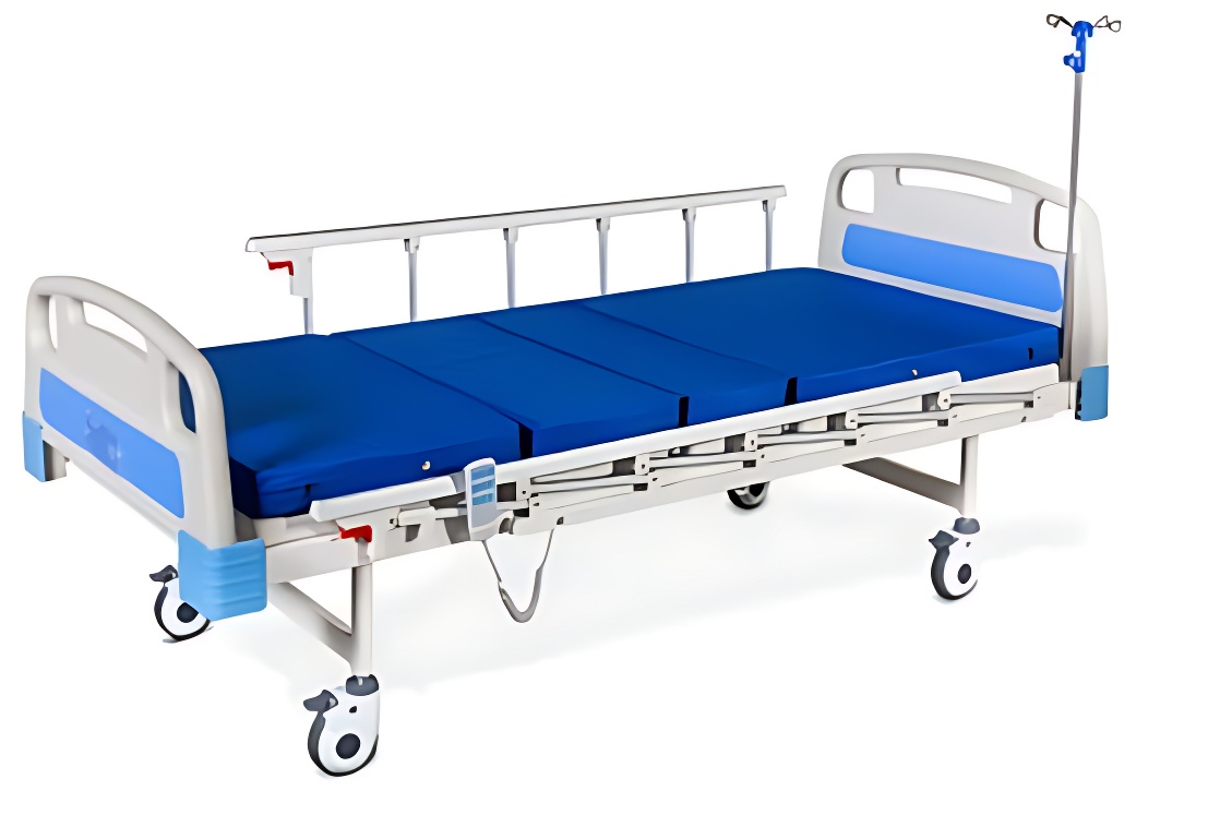 Adjustable hospital bed with mattress