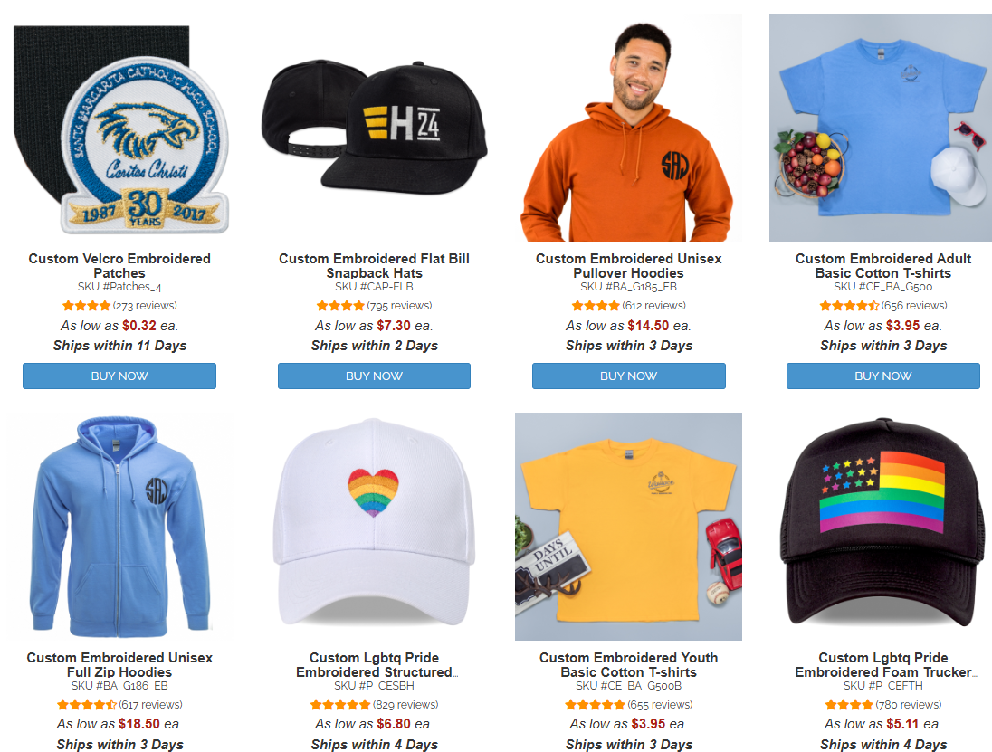 Featured Embroidered Products from Imprint