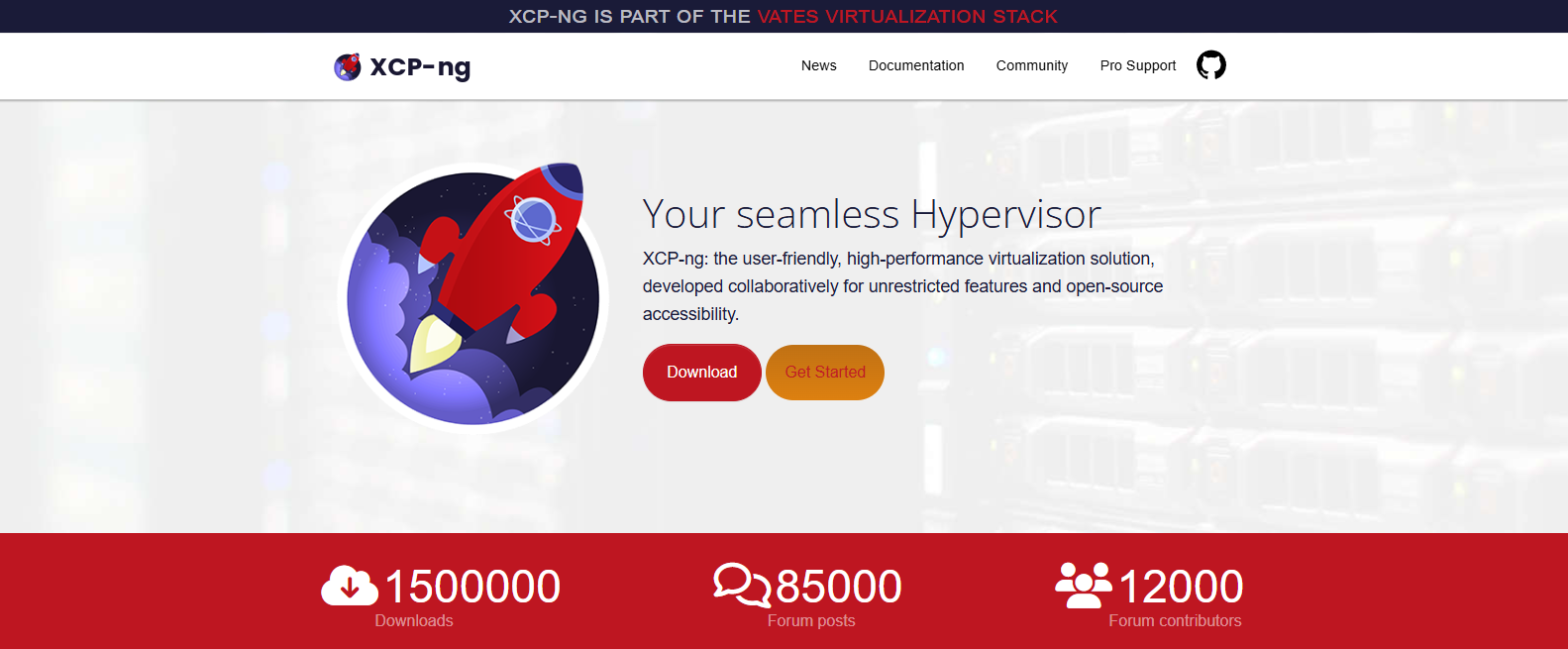 XCP-ng open-source hypervisor platform showcasing enterprise virtualization, high-performance VM management, and cost-effective infrastructure as a VMware alternative.
