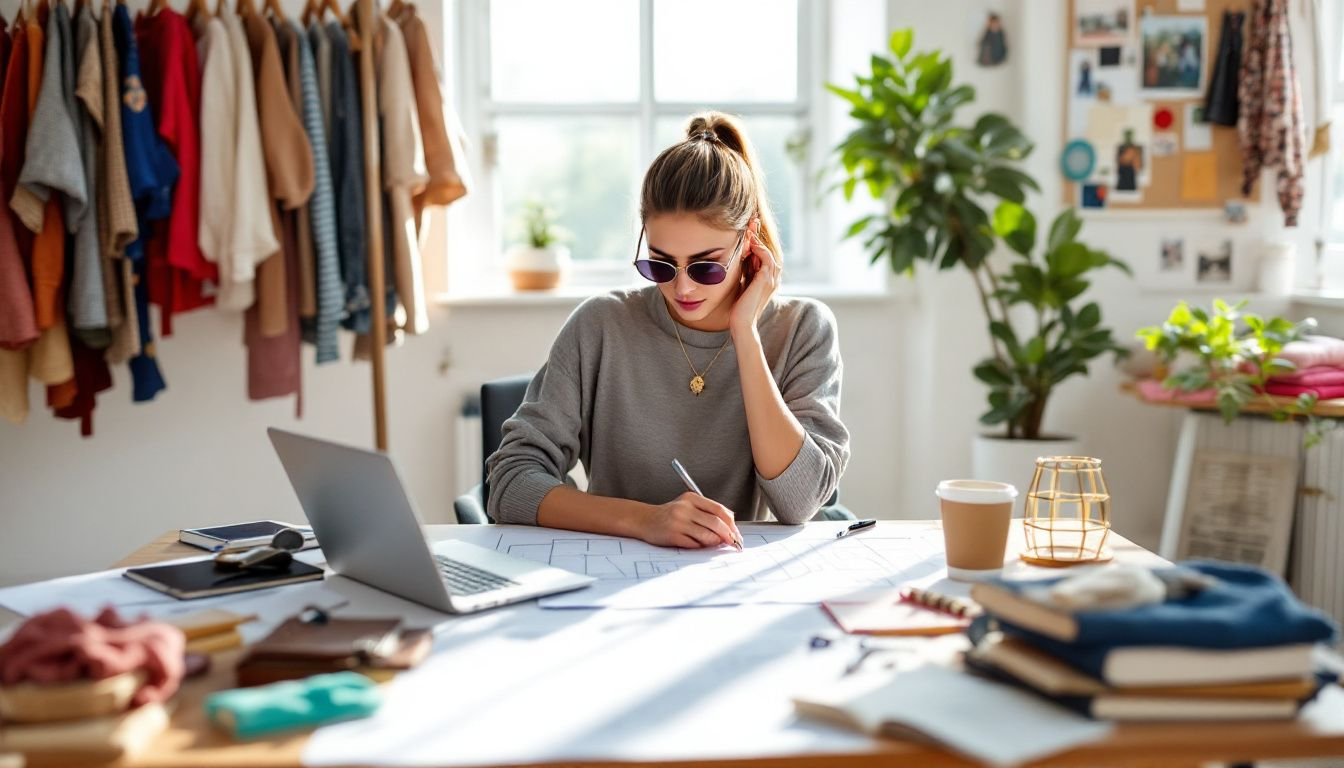 A person planning outfits ahead of time for a photoshoot.