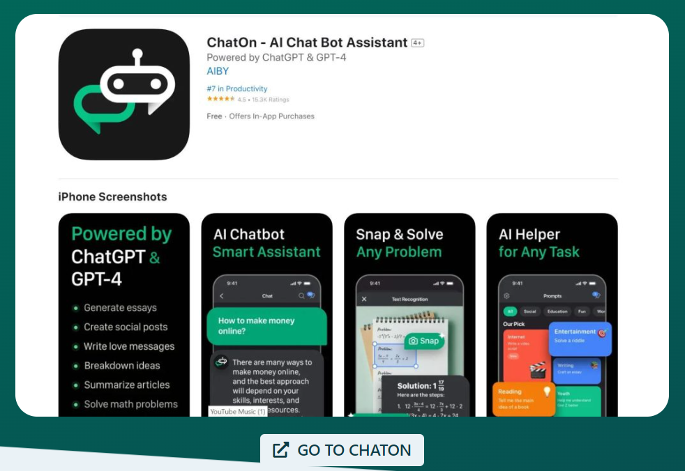 ChatOn AI chat bot on TopApps