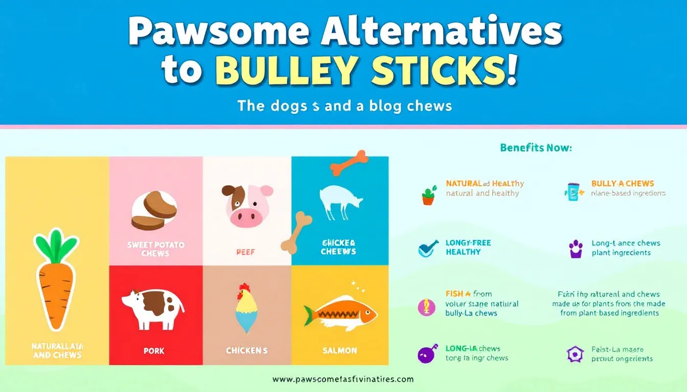 Various alternatives to bully sticks for dogs, including different types of chews.