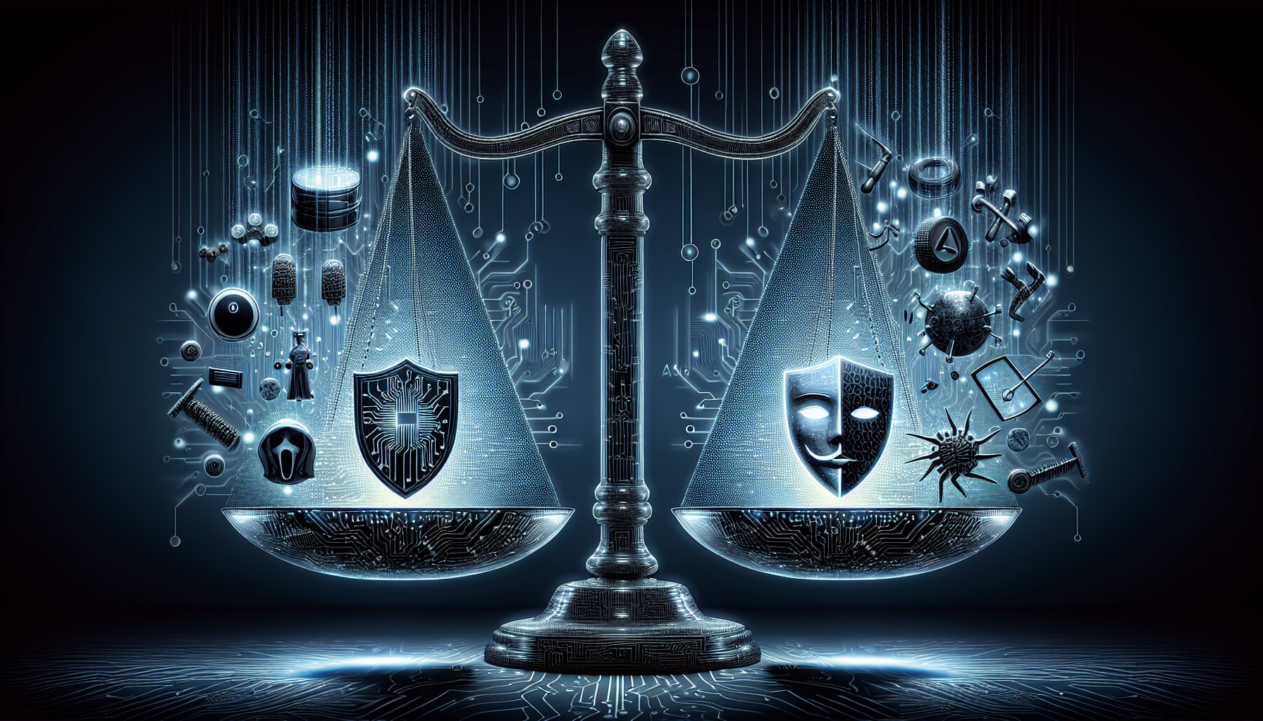 An illustration highlighting the challenges and risks of AI in cyber security.