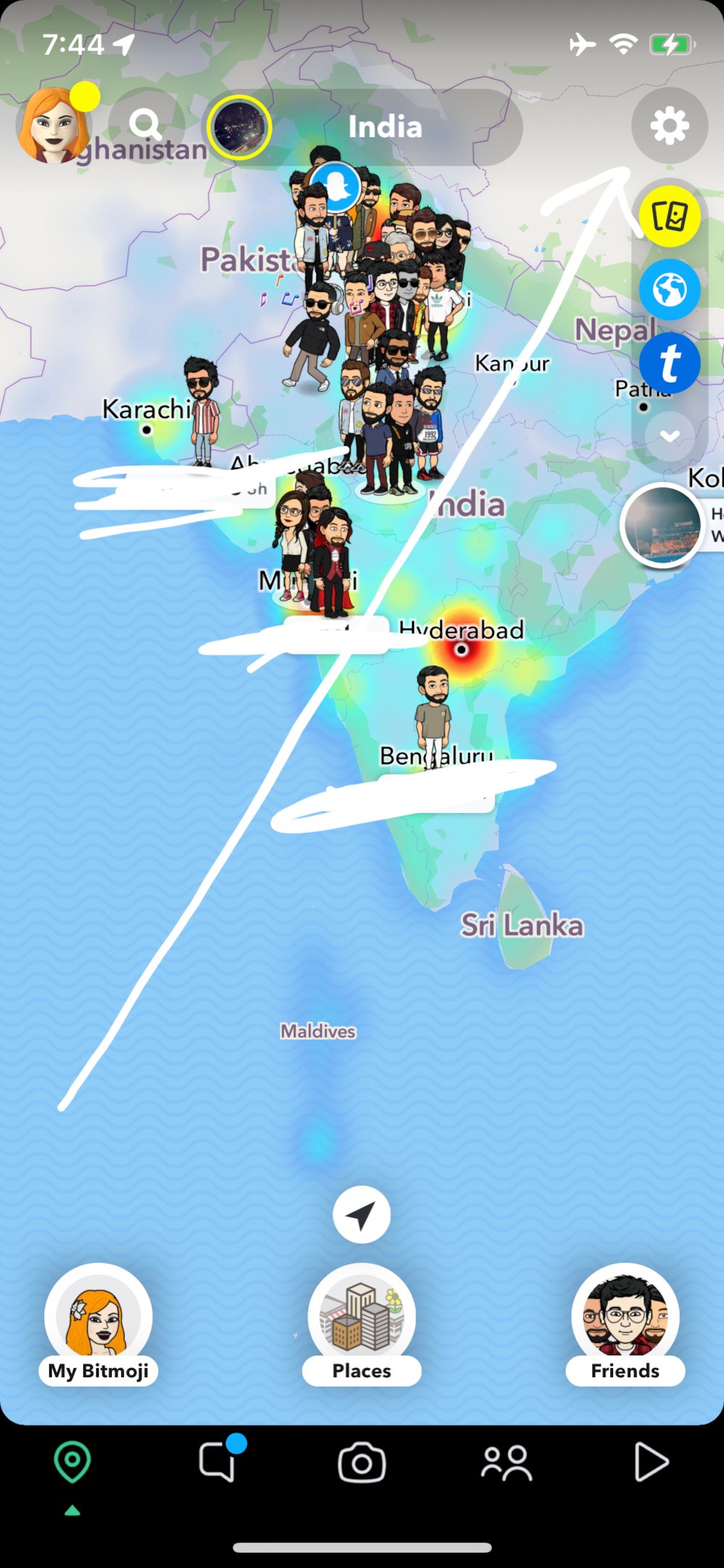 Screenshot of Snap map 