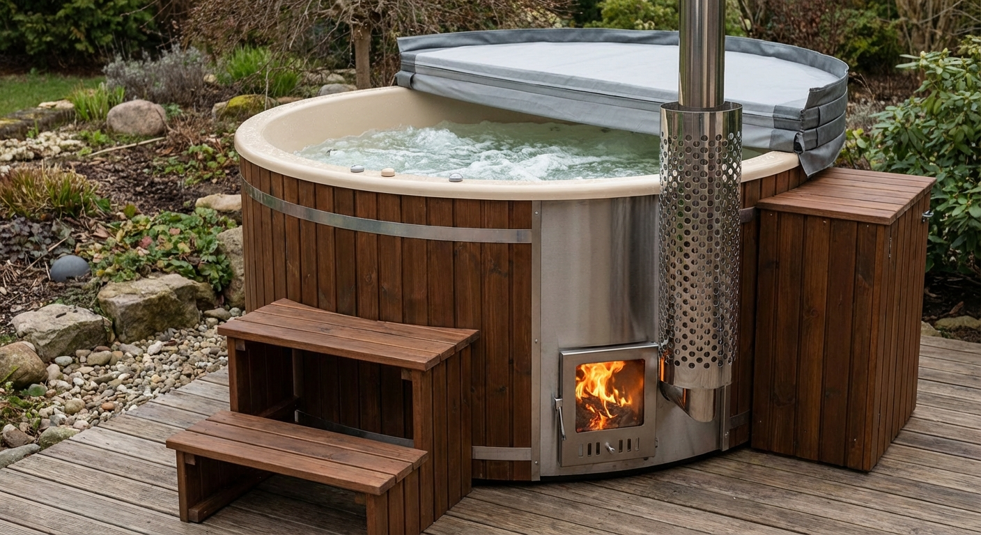 Drewniane podłoże pod balię ogrodową.