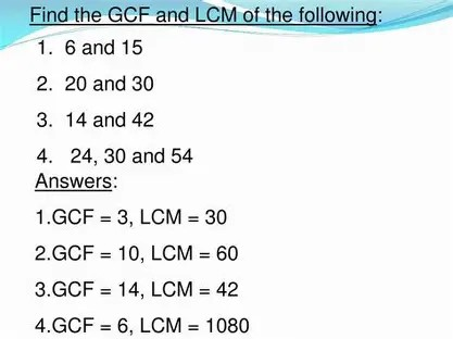 The GCF and LCM, efficient method to calculate gcf