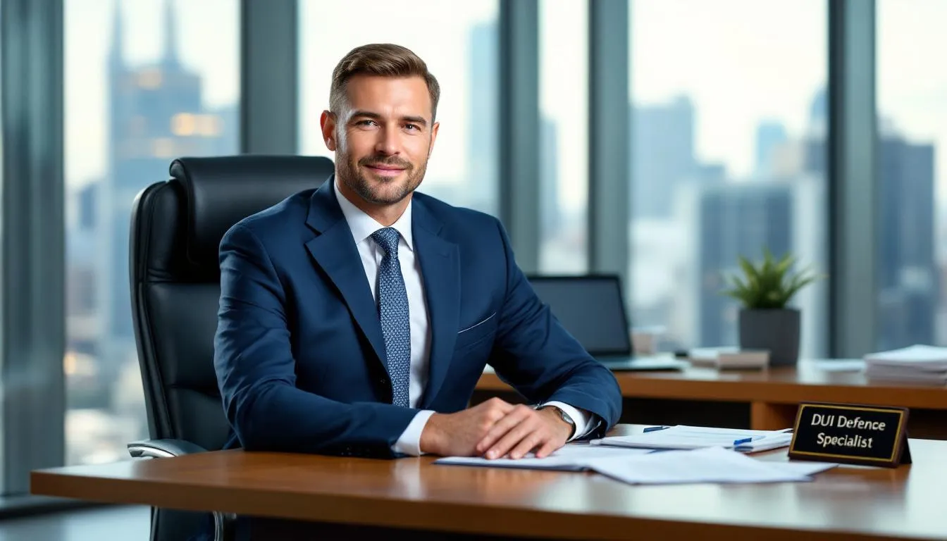 A DUI lawyer stands ready to provide personalized legal support for individuals facing aggravated DUI charges, which can carry harsher penalties due to prior DUI convictions or certain aggravating factors. The image depicts the lawyer in a professional setting, emphasizing their role in navigating the complexities of DUI laws and the serious consequences of impaired driving.