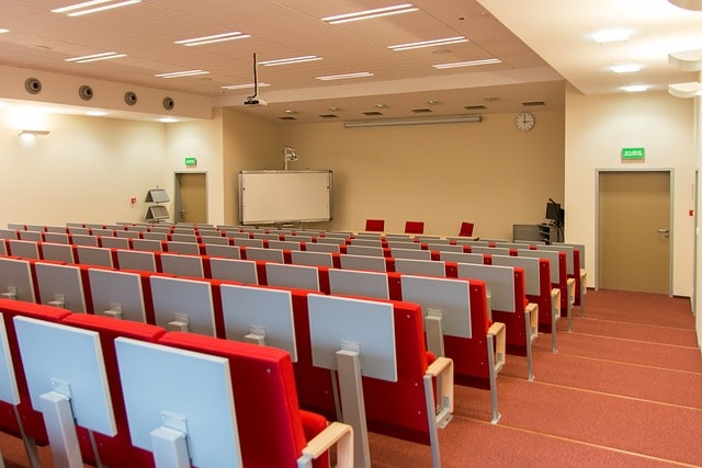 A lecture hall representing writing opportunities that offer schl