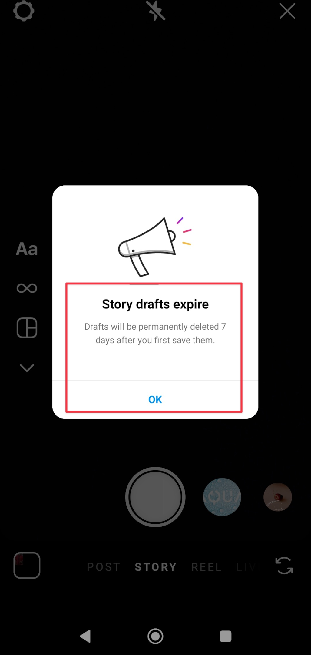 Remote.tools shows a pop up that story drafts will be saved for 7 days only