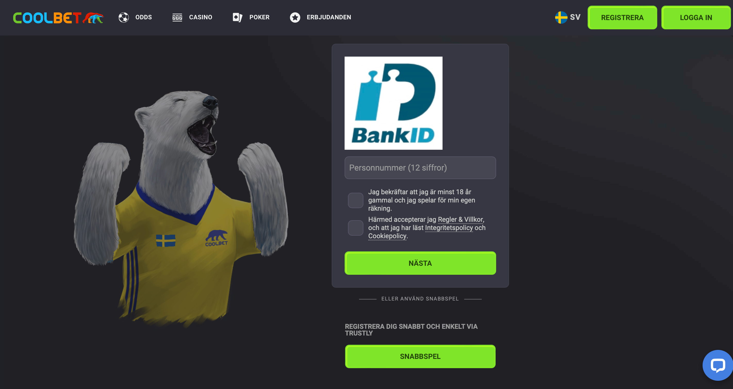 Öppna ett konto hos Coolbet med BankID.