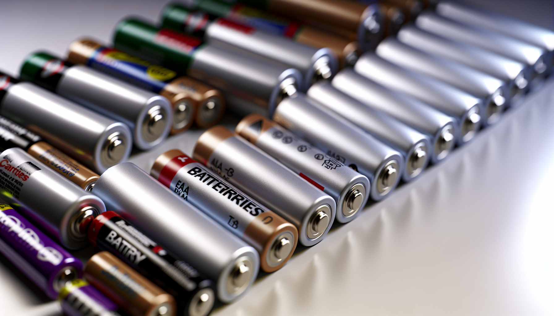 Various battery sizes displayed on a white background