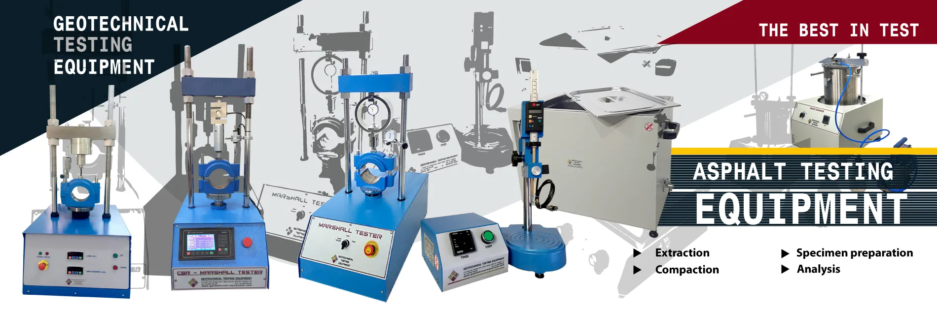 Diverse range of geotechnical testing equipment