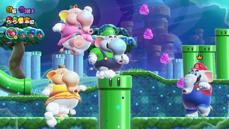 One of the new power ups turns you into an elephant. That's weird, but also whimsical! (Image Source: Nintendo.com)
