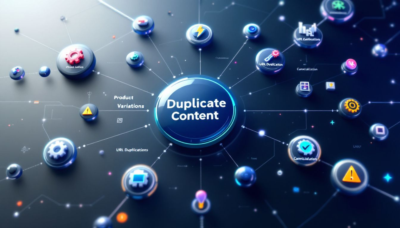 A diagram depicting duplicate content issues in Shopify stores.