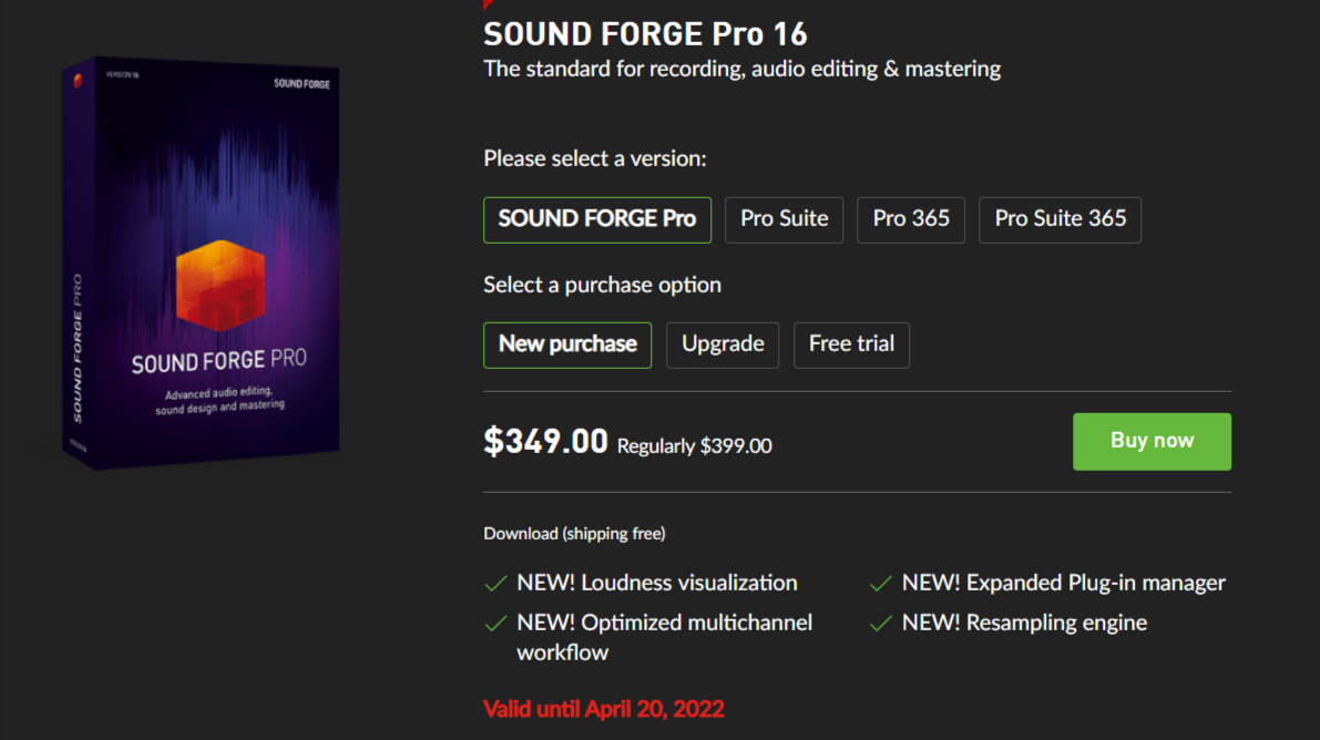 Sound Forge Pro pricing