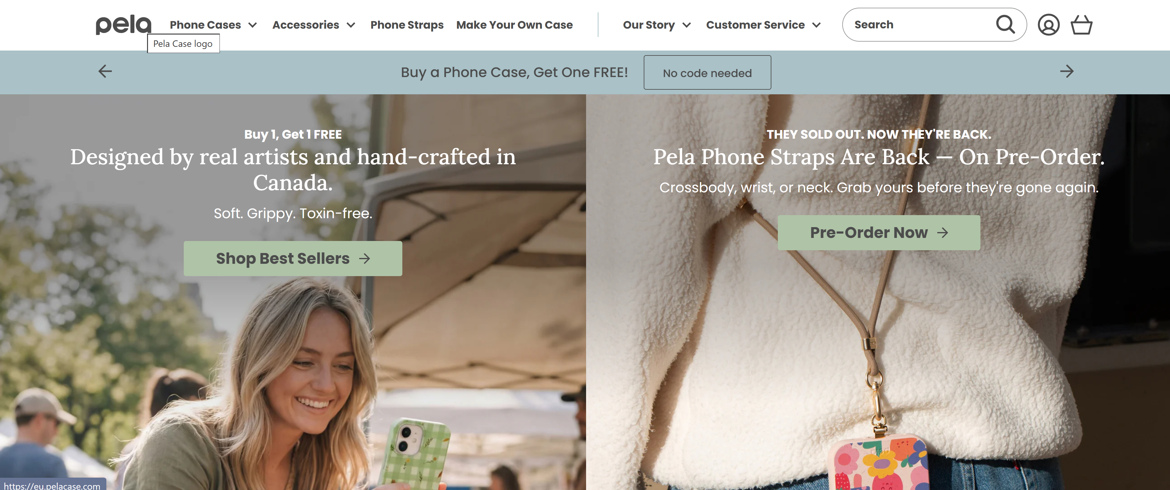 pela case landing page screenshot