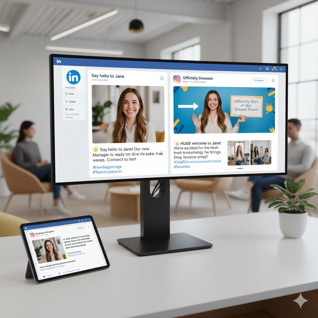 What Are the Best New Employee Announcement Ideas? 2 fun new employee announcement on social media