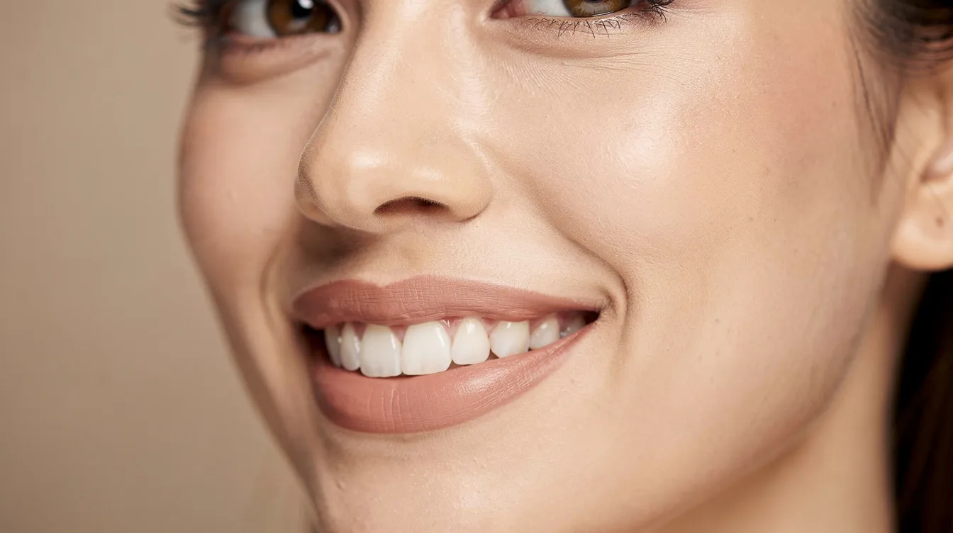 A close-up image of a woman with a natural soft smile, showcasing her upper lip, which appears subtly enhanced. The image highlights the natural appearance of her lips, emphasizing the beauty of a cosmetic procedure that can achieve a fuller look without dramatic changes.
