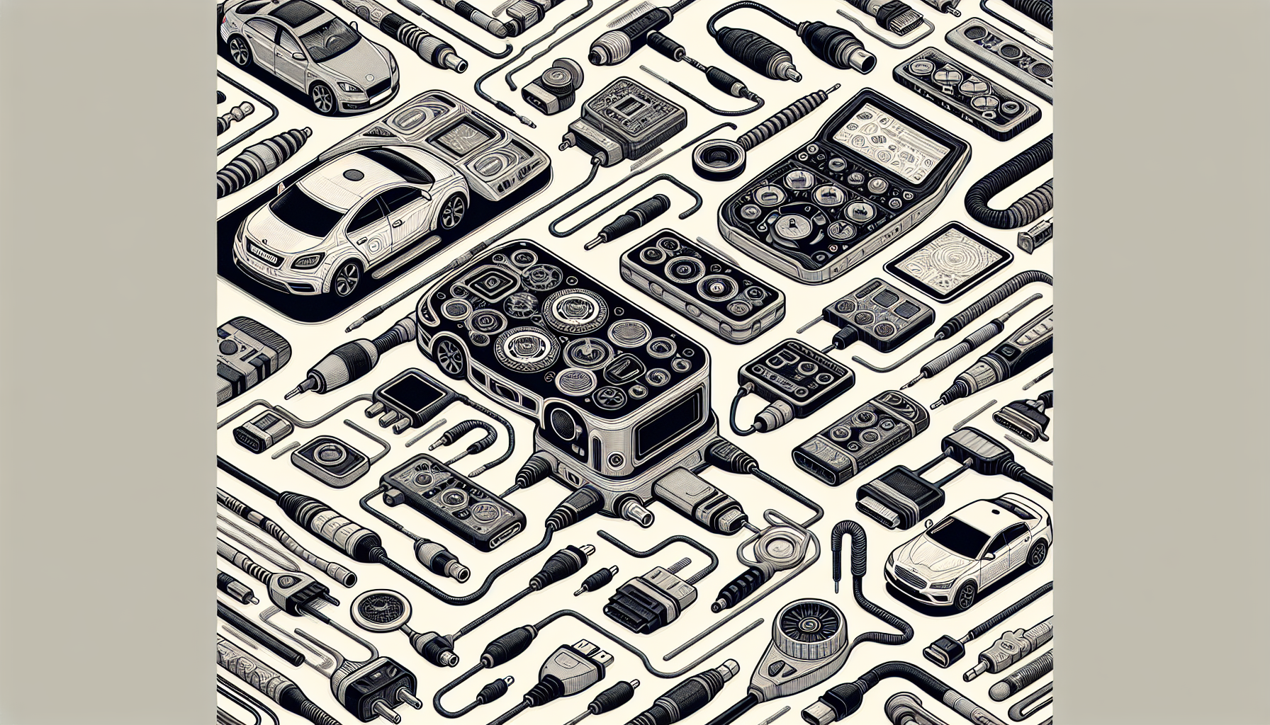 Illustration of comprehensive diagnostic tools for cars