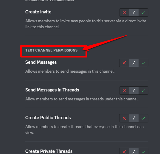 The text channel permission header on Discord