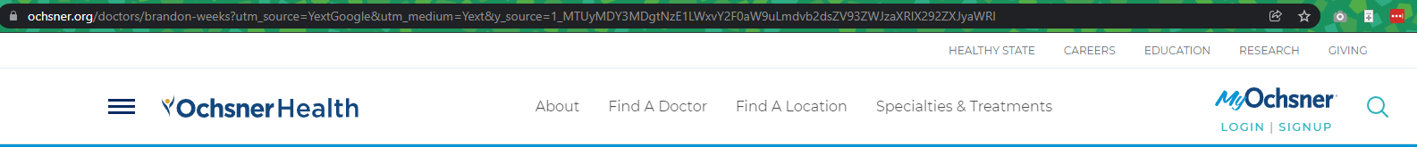 Oschner Health does the same, as indicated by the "locked" padlock in the address bar.