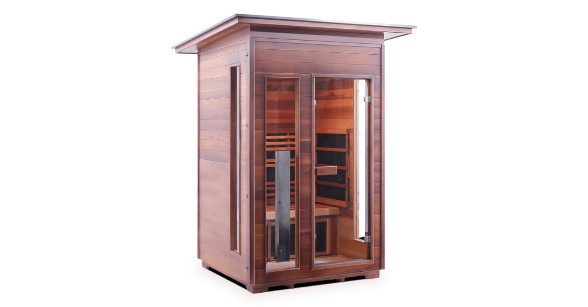 Image of a sauna from the Rustic range of Enlighten Saunas, one choice of the best infrared sauna available online.