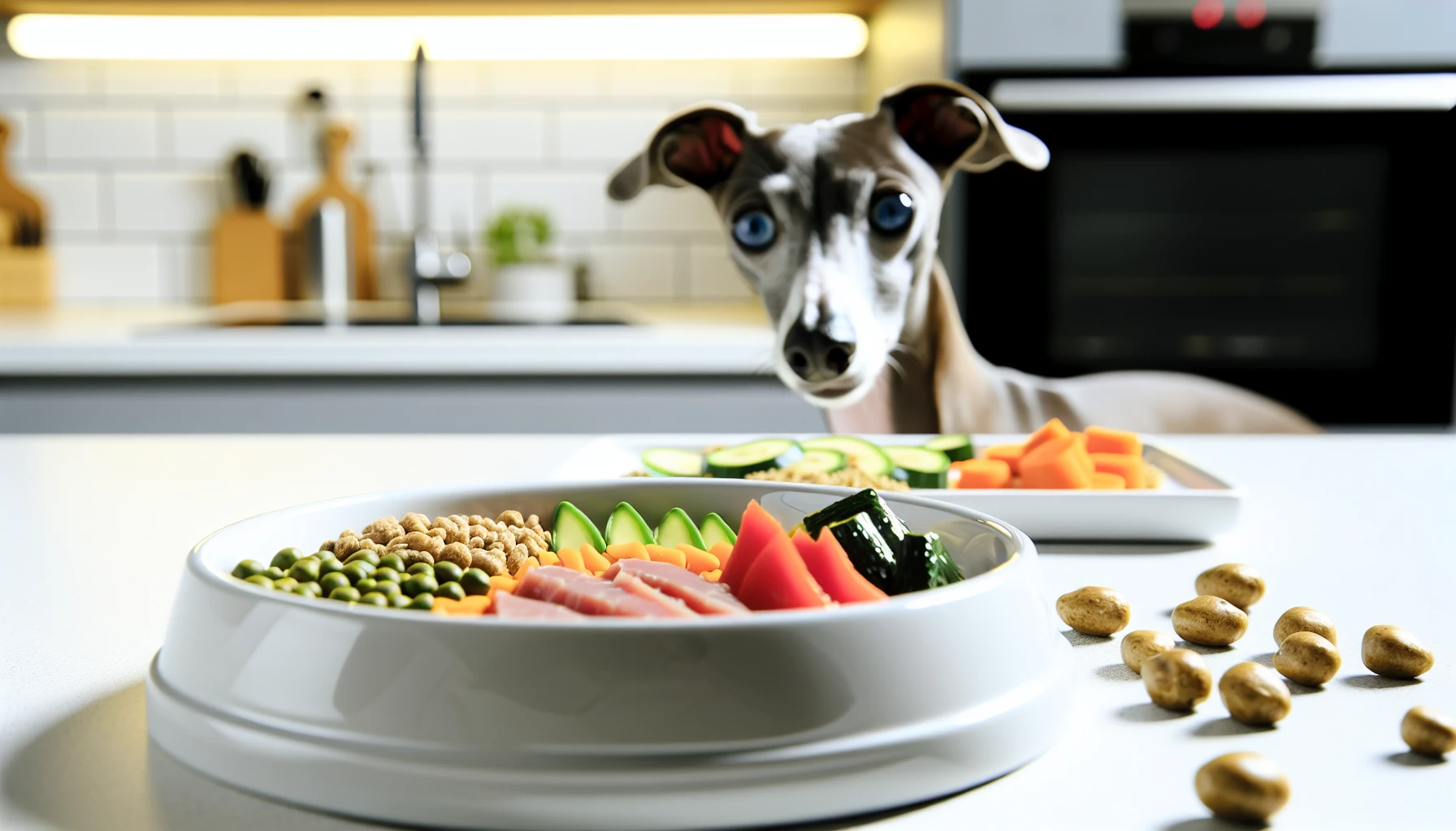 Photo of a balanced meal for an Italian Greyhound