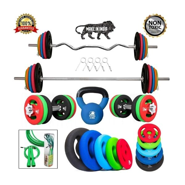 Kakss Best Home Gym Training Home Gym Set with Exclusive Neoprene Coated Weight Plates
