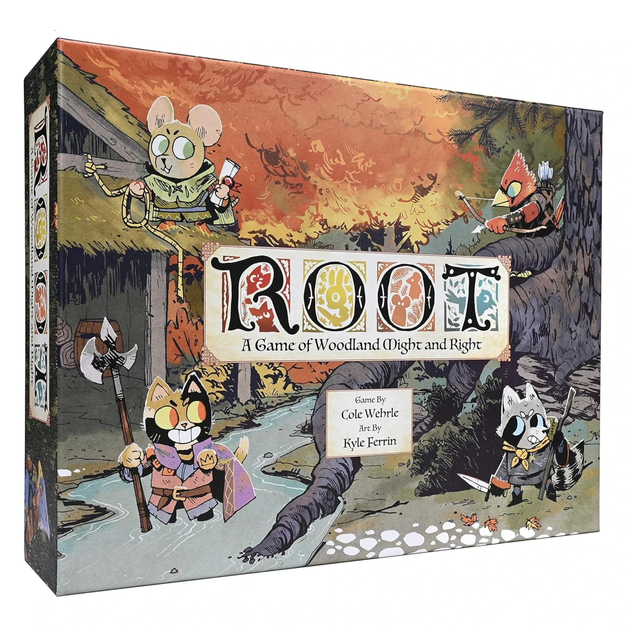 An overview image of the Root board game, showcasing its unique art style.