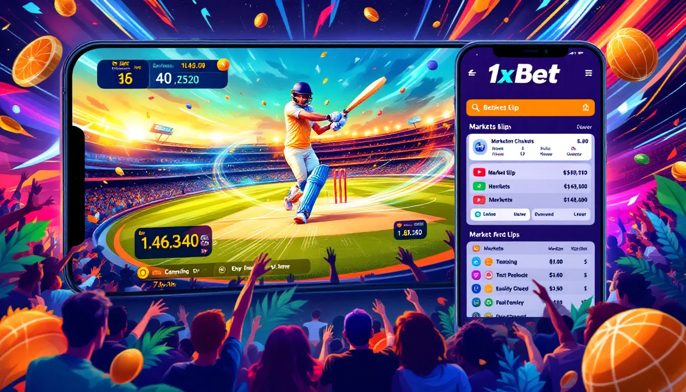 An illustration showcasing the 1xBet app interface.