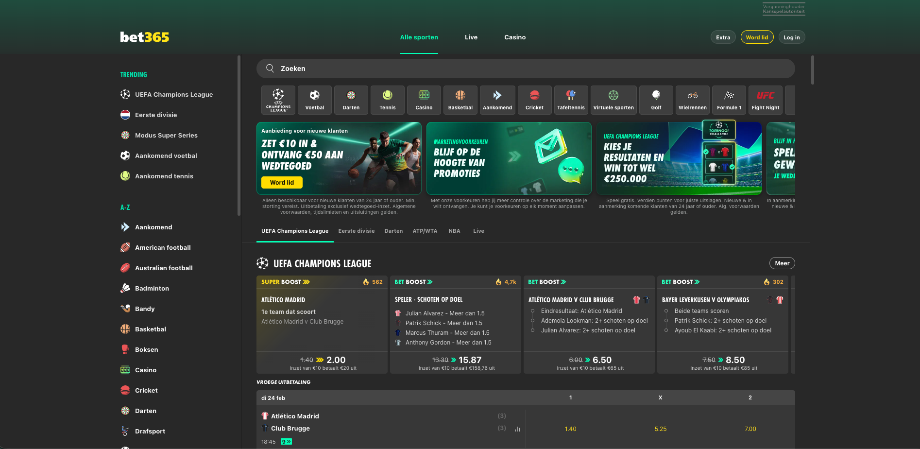 Bet365 als legaal online casino Nederland en aanbieder van online sportweddenschappen met Nederlandse vergunning van de Nederlandse Kansspelautoriteit, onderdeel van legale goksites Nederland met online casino spellen, live casino spellen en eerlijk spel via random number generator, veilig en legaal online gokken volgens de Wet kansspelen ter bescherming tegen illegale casino’s en illegale goksites op de Nederlandse markt