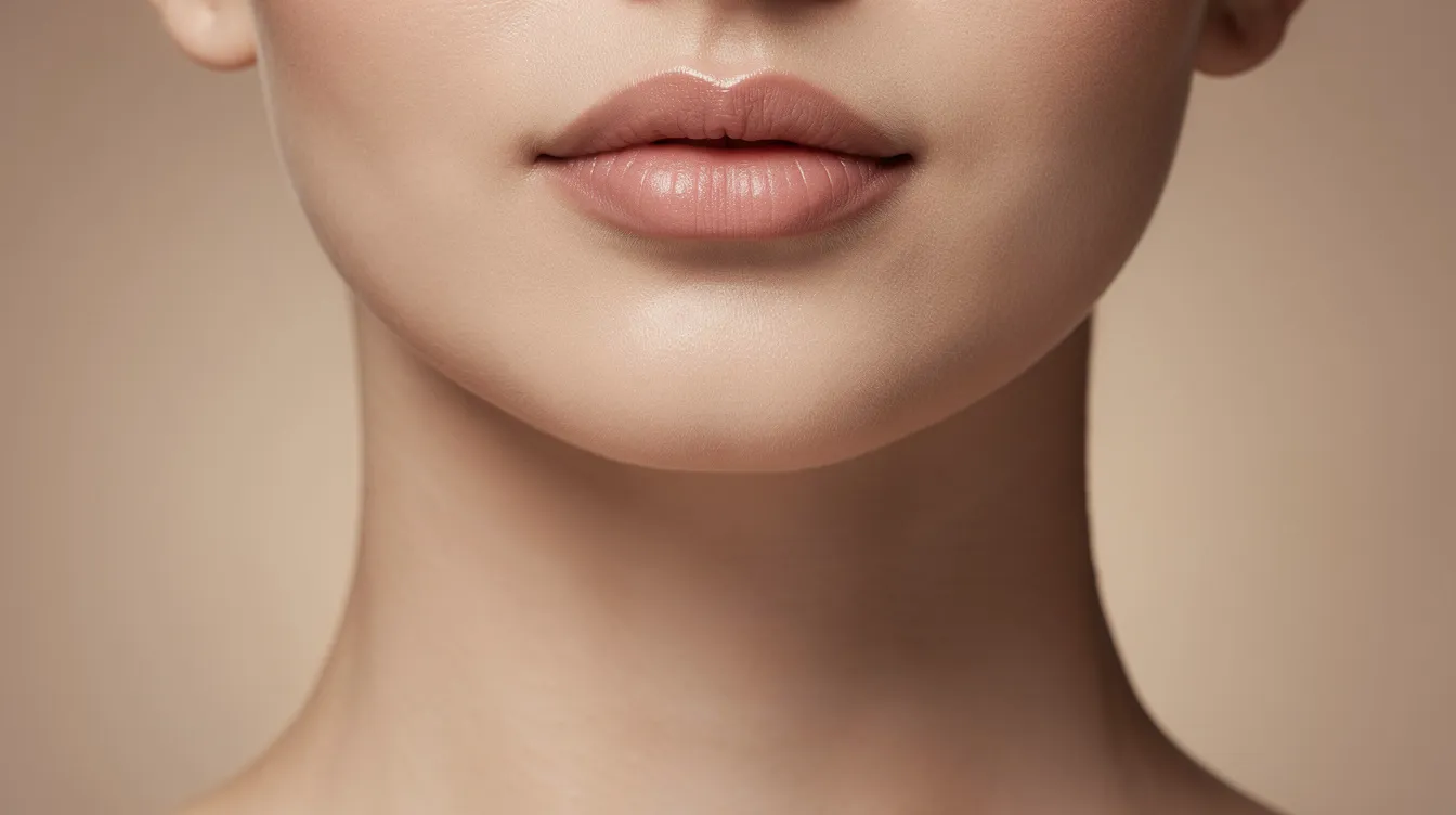 The image features a close-up of a person's smooth neck and chin area, illuminated by soft studio lighting, showcasing the effects of an advanced laser procedure aimed at tightening skin and achieving a youthful appearance without surgery. This minimally invasive treatment highlights the key benefits of endolift for neck, emphasizing the impressive results and minimal downtime experienced by most patients.