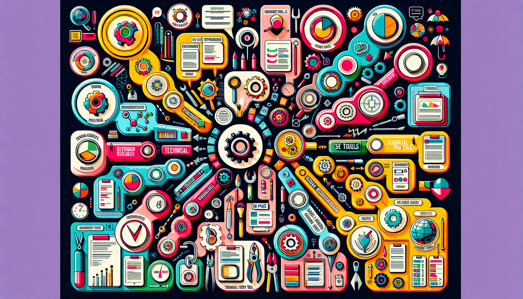 A diagram categorizing different types of SEO tools.