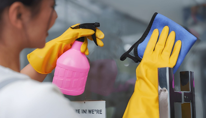 Hygenic conditions are being maintained using microfiber towel