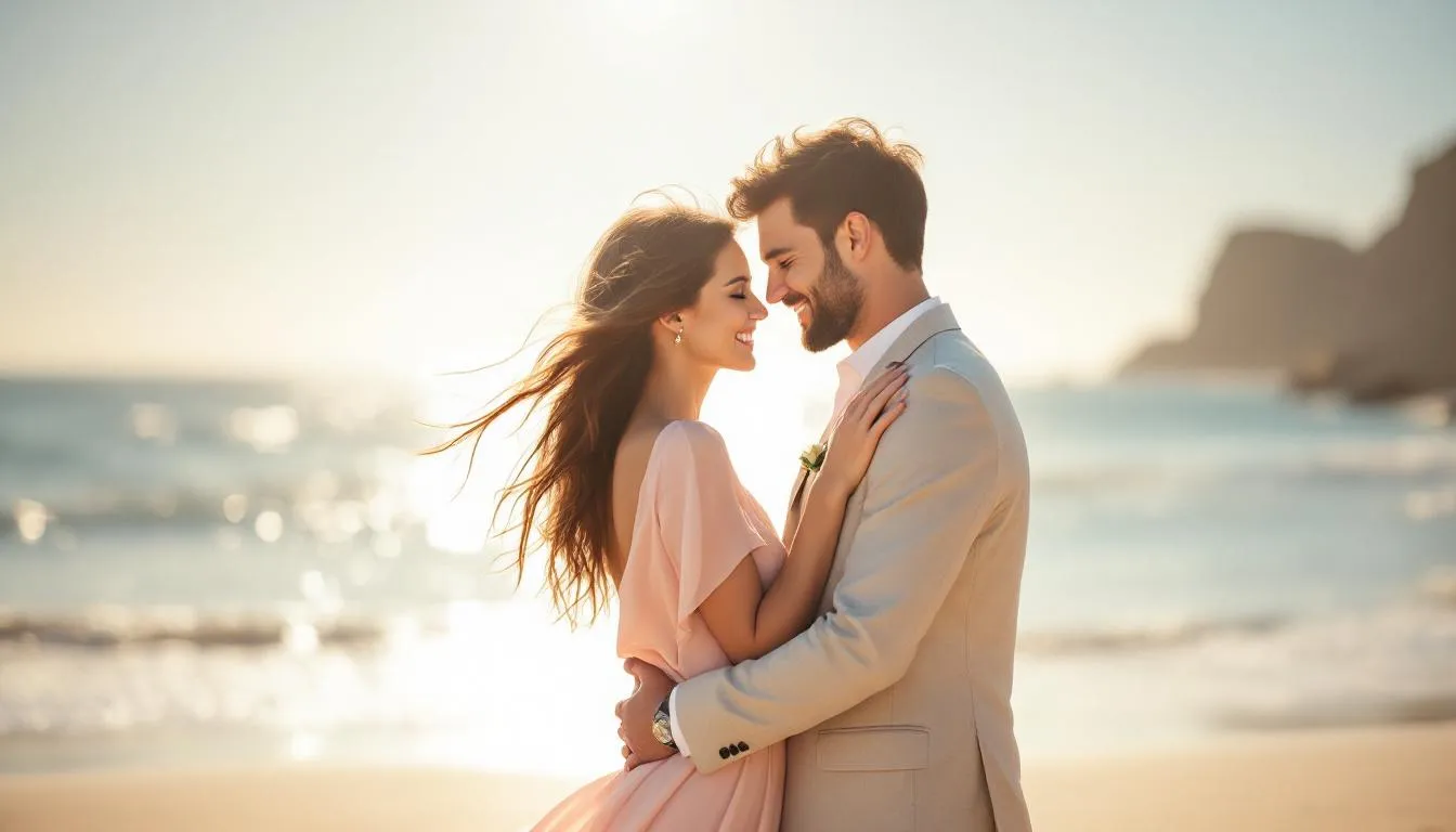 A couple enjoying memorable photo opportunities during their summer wedding.