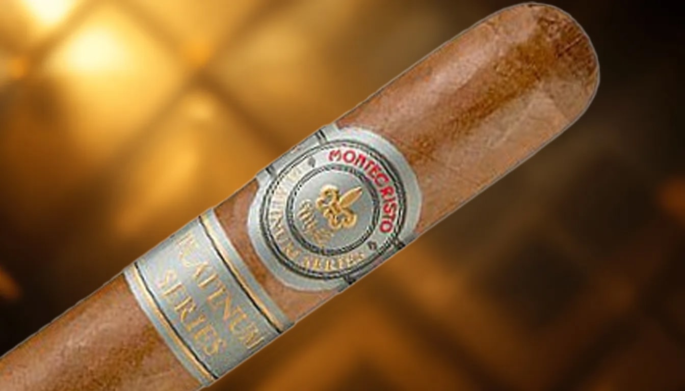 Close-up of the Montecristo Platinum Series cigar with a san andrés cubano wrapper.