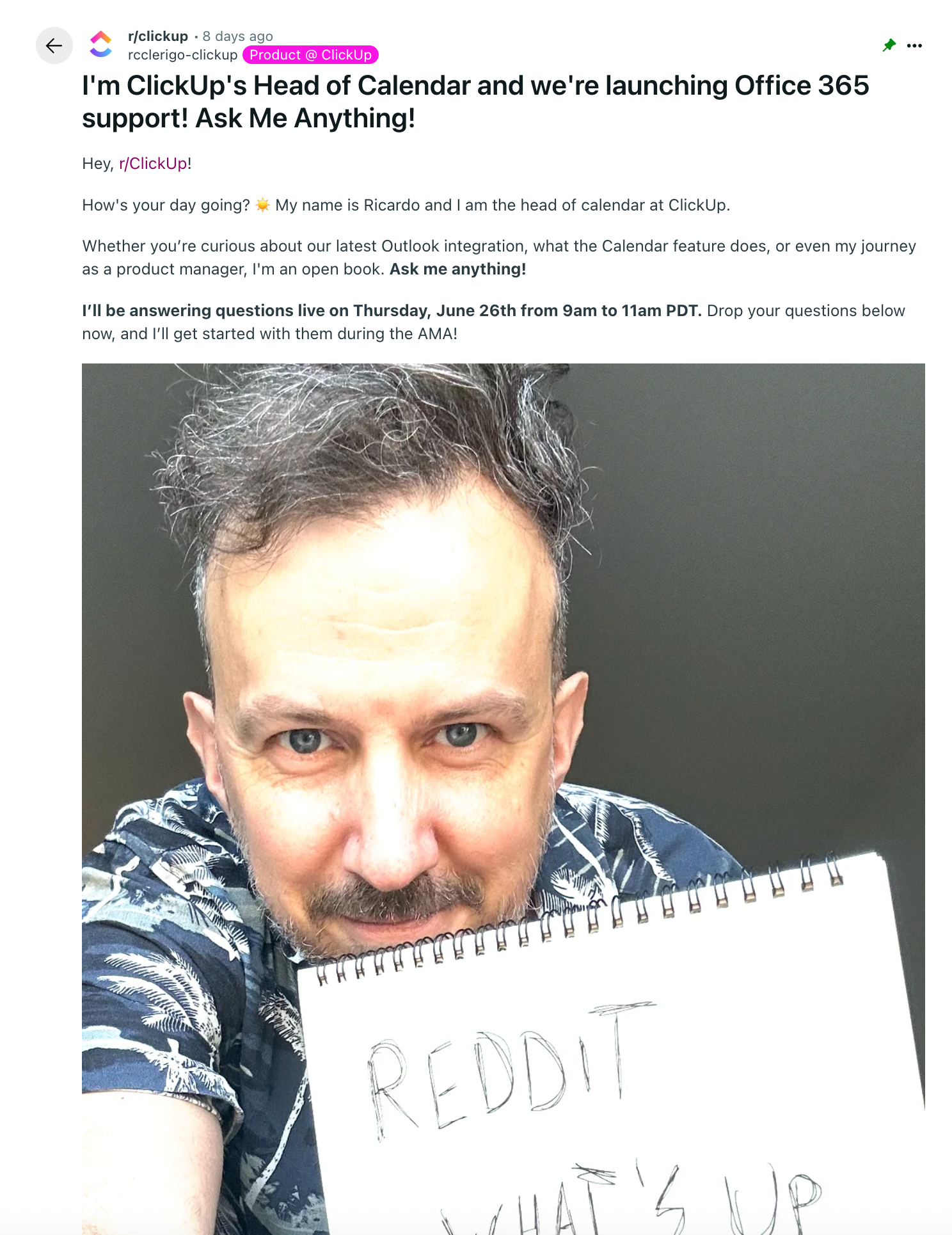 Beispiel für AMA-Engagement zur Nutzung von Reddit für Marketingzwecke