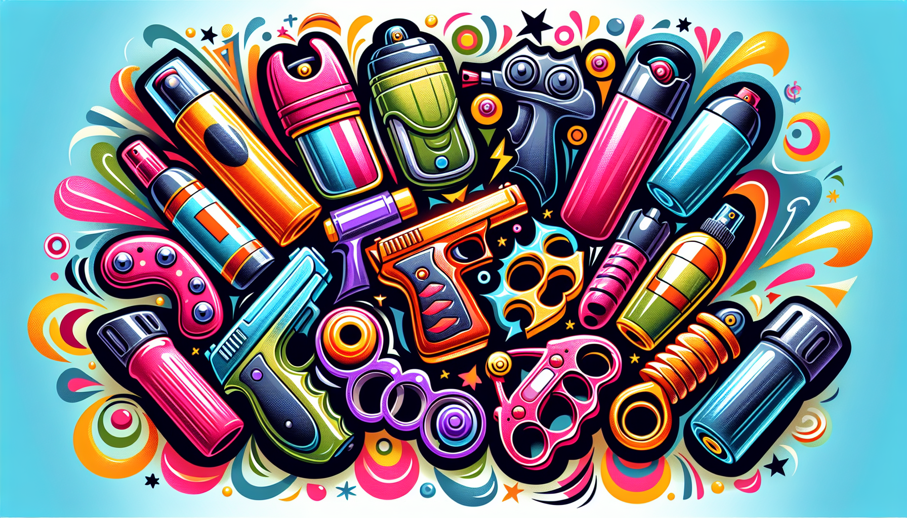 Top-selling self defense weapons including stun guns and pepper sprays.