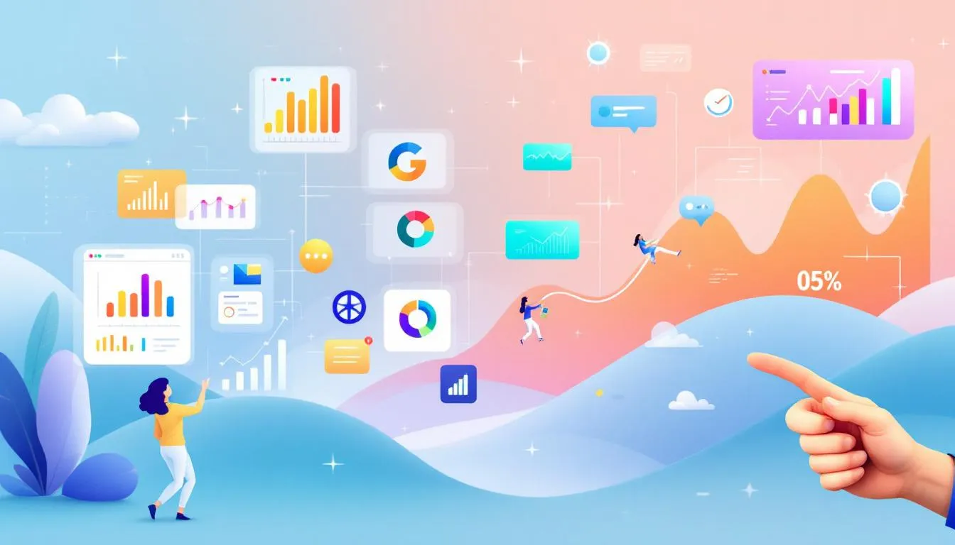 An illustration representing small businesses utilizing data analytics tools for growth.