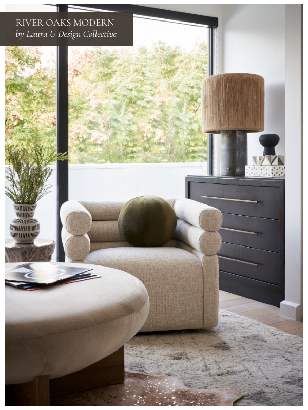 you might not find a full bedroom set in spaces we design but you can't beat the beauty of a carefully-curated space like this nook with chair, table, and dresser from our friends at LUDC