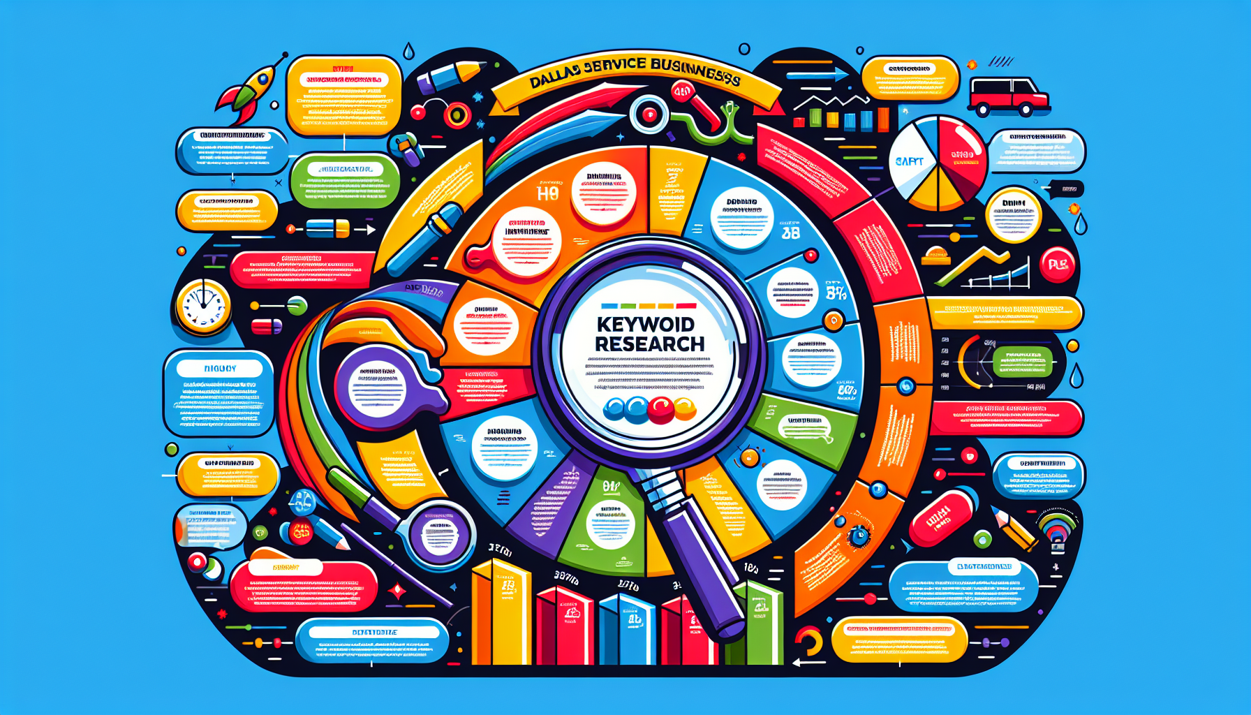 A graphical representation of keyword research for Dallas service businesses.