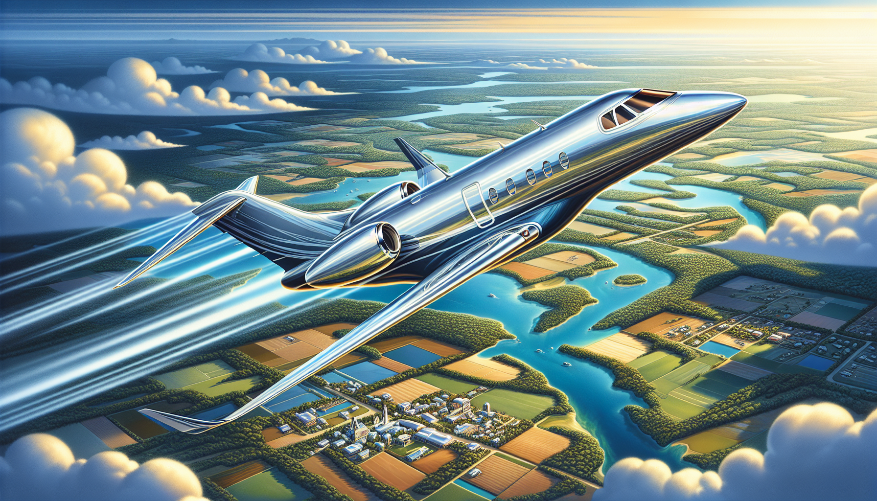 Illustration of a private jet flying over Mesquite Texas