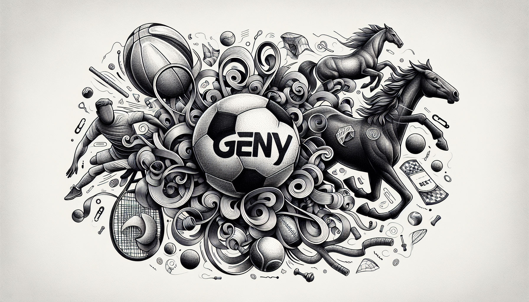 Geny Bet logo surrounded by sports-related symbols