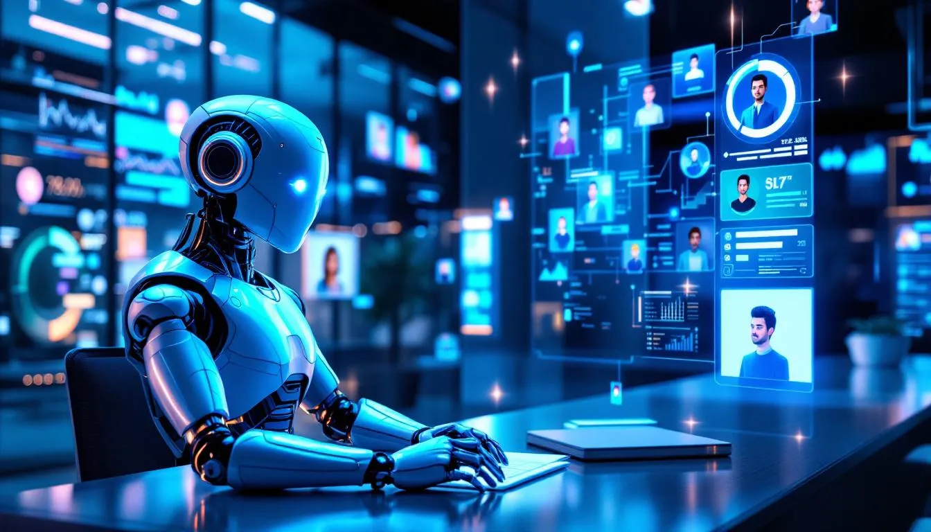 A graphic illustrating the benefits of using AI in recruitment, focusing on time efficiency and enhanced candidate experience.