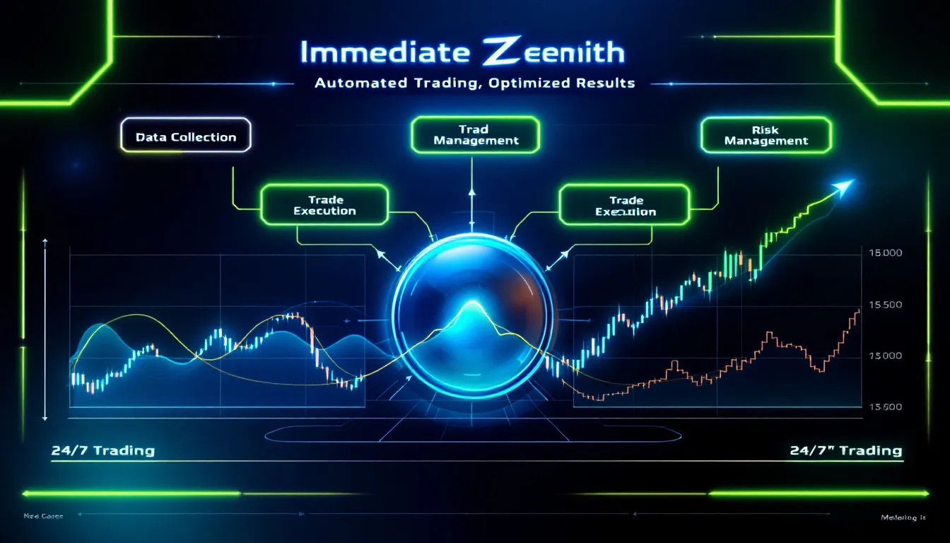 An infographic explaining how Immediate Zenith works, showcasing its automated trading processes.