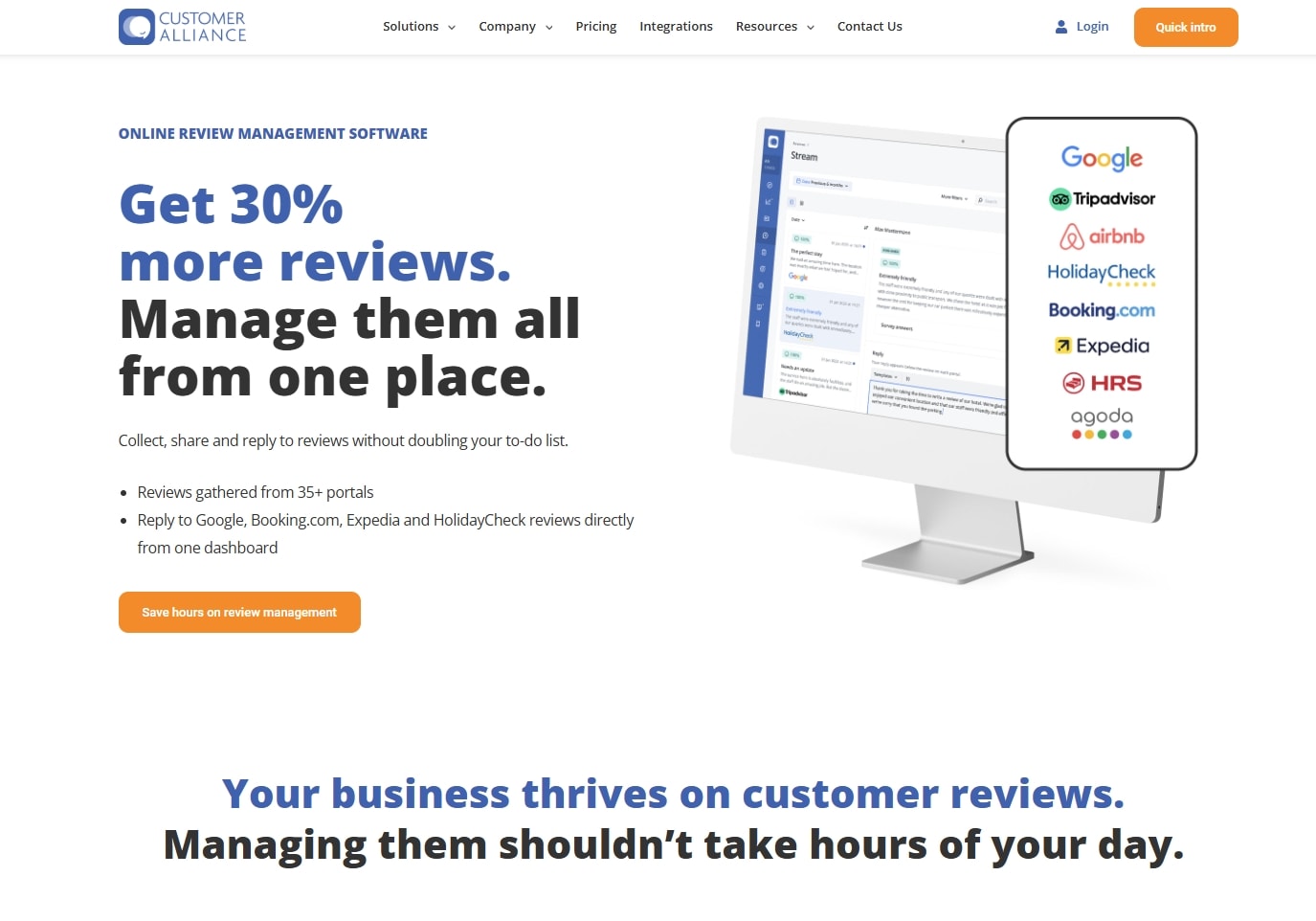 customer alliance reviews landing page