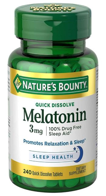Melatonina 3mg em comprimidos da Nature's Bounty. Fonte da imagem: Amazon